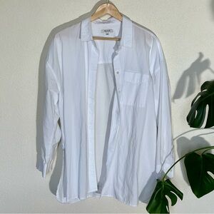Madewell Signature Poplin Oversized Shirt | White | Size L